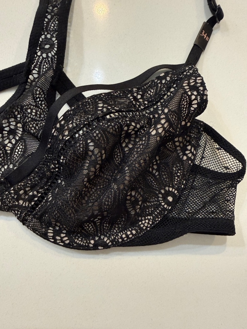 Victoria’s Secret Very Sexy Black Unlined Demi Lace Racerback Bra | Size 34B - Picture 4 of 8